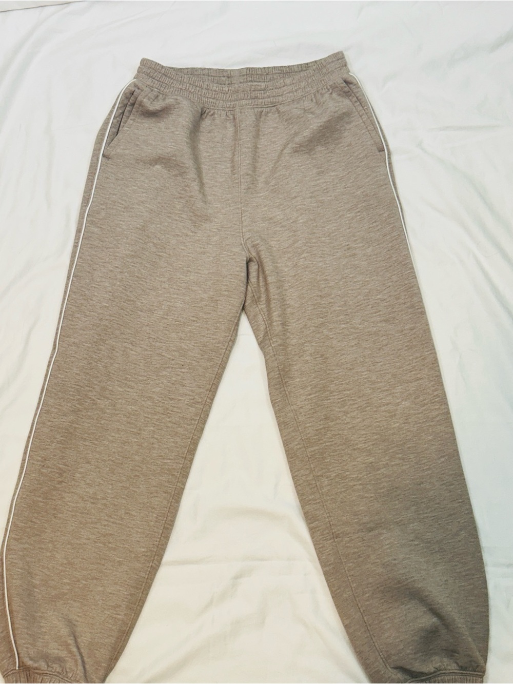 Women's Tan Track Joggers with White Side Stripe